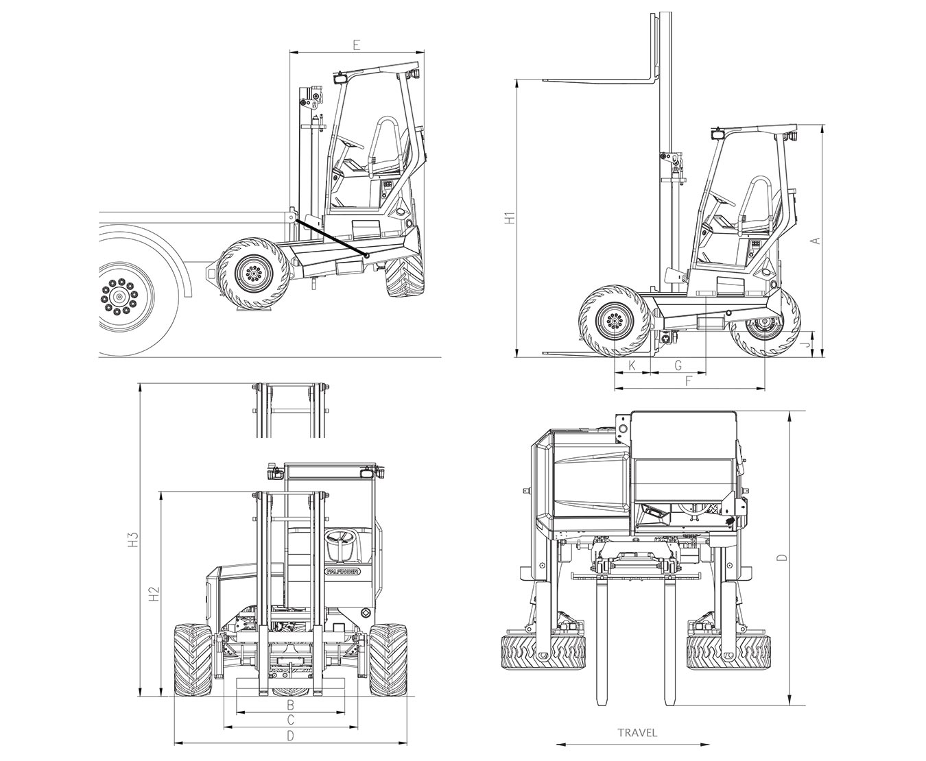 PALFINGER GLS 55 4WAY Standard Technical Drawings