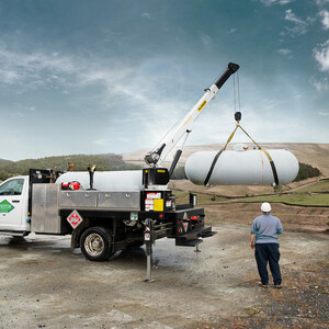 Service truck cranes for propane applications