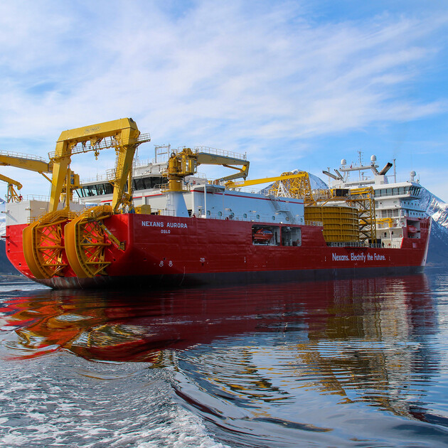 Nexans Aurora, the previous cable laying vessel for Nexans built by Ulstein Verft, equipped with a similar equipment package as now contracted for the upgraded newbuilding. | © Ulstein Group / Per Eide Studio