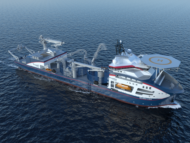 PALFINGER MARINE has been selected to supply its marine solutions for the new Monna Lisa cable laying vessel. Rendering: © VARD Group