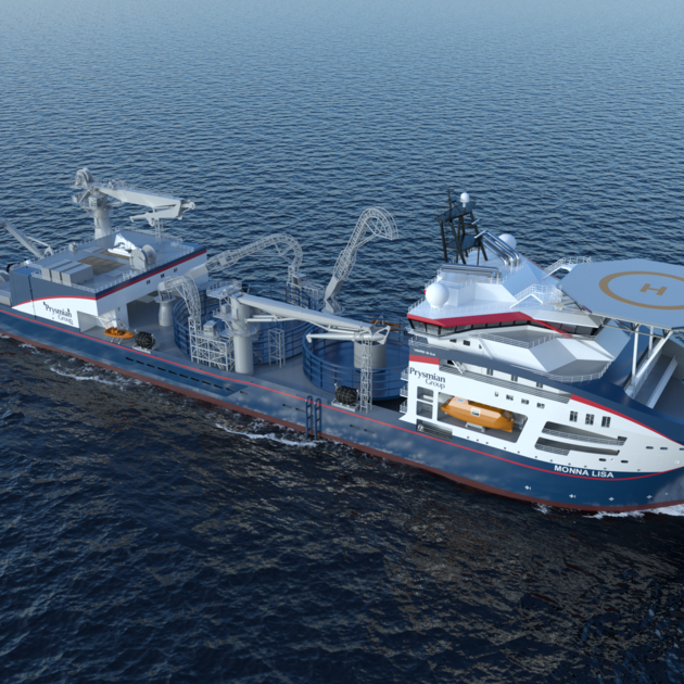 PALFINGER MARINE has been selected to supply its marine solutions for the new Monna Lisa cable laying vessel. Rendering: © VARD Group