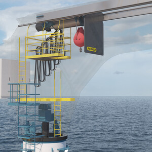 Fully electric jib crane for offshore wind industry (transparent)
