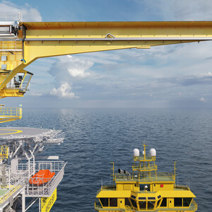 Fully electric jib crane for oil and gas industry, parked