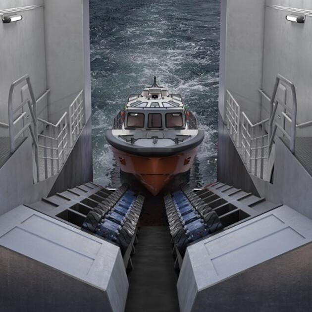 Slipway with 12° slope angle Slipway with 12° slope angle