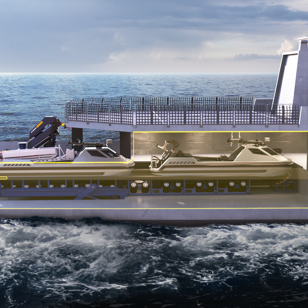 Tiltable slipway frame with deployable cradle and powered parking cradle for additional boat Tiltable slipway frame with deployable cradle and powered parking cradle for additional boat