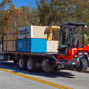 Driver Side Rear Profile of Mounted Truck-Mounted Forklift