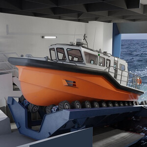 Slipway cradle with quad wheel-drive units Slipway cradle with quad wheel-drive units