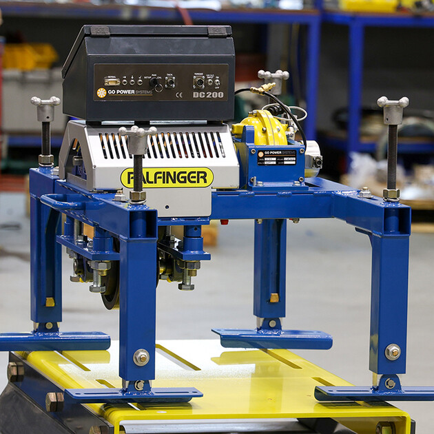 Lifeboat engine dynamometer test stand from the back
