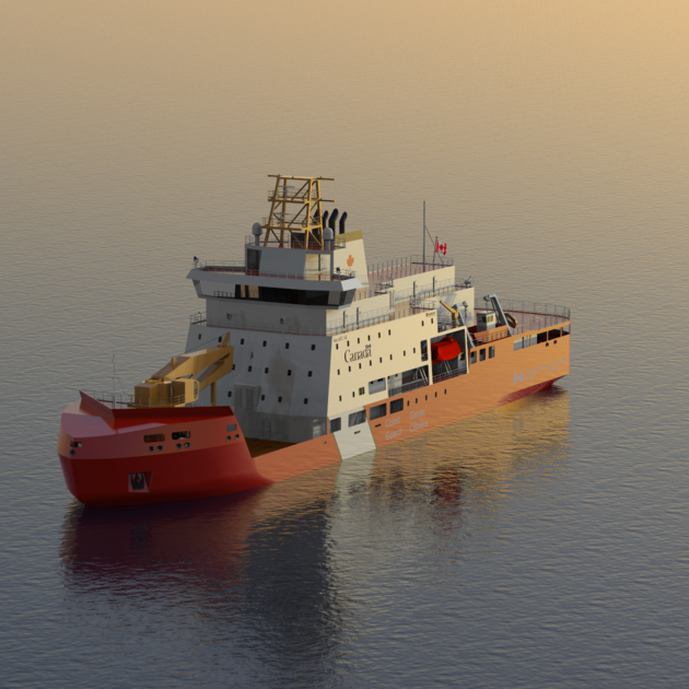 PALFINGER MARINE will supply advanced lifeboats and davits for six of the Canadian Coast Guard’s new Multi-Purpose Vessels (MPV). (Rendering) | © Seaspan