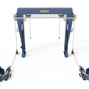 150T A-frame with 2 x 75T Active Heave Compensated Abandon and Recovery (A&R) winches | © Palfinger Marine GmbH